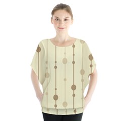 Brown Pattern Batwing Chiffon Blouse