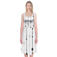 Black And White Elegant Pattern Midi Sleeveless Dress