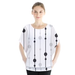 Black And White Elegant Pattern Batwing Chiffon Blouse