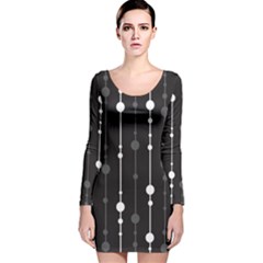 Black And White Pattern Long Sleeve Velvet Bodycon Dress