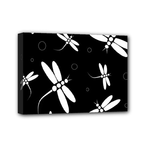 Dragonflies Pattern Mini Canvas 7  X 5 