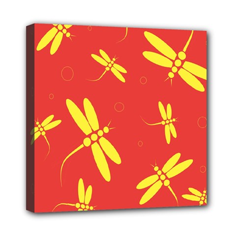 Red And Yellow Dragonflies Pattern Mini Canvas 8  X 8 