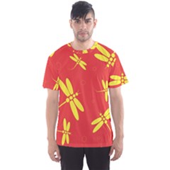 Red And Yellow Dragonflies Pattern Men s Sport Mesh Tee