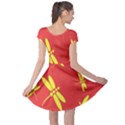 Red and yellow dragonflies pattern Cap Sleeve Dresses View2