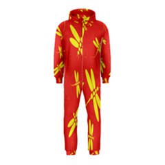 Red And Yellow Dragonflies Pattern Hooded Jumpsuit (kids) by Valentinaart