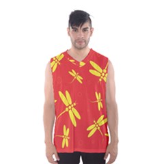 Red And Yellow Dragonflies Pattern Men s Basketball Tank Top