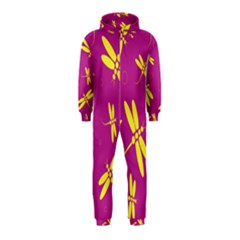 Purple And Yellow Dragonflies Pattern Hooded Jumpsuit (kids) by Valentinaart