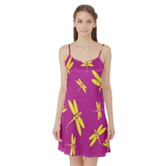 Purple And Yellow Dragonflies Pattern Satin Night Slip