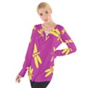 Purple and yellow dragonflies pattern Women s Tie Up Tee View1