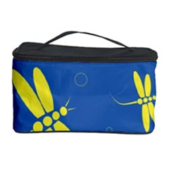 Blue And Yellow Dragonflies Pattern Cosmetic Storage Case by Valentinaart