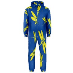 Blue And Yellow Dragonflies Pattern Hooded Jumpsuit (men)  by Valentinaart