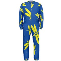 Blue And Yellow Dragonflies Pattern Onepiece Jumpsuit (men)  by Valentinaart