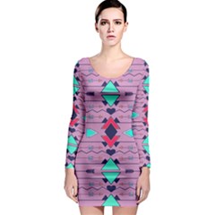 Lavander Image Long Sleeve Bodycon Dress