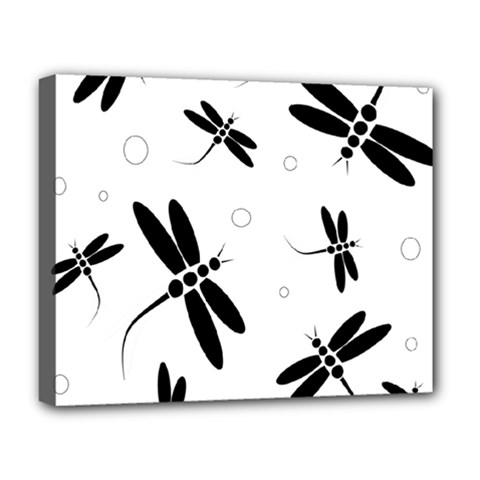 Black And White Dragonflies Deluxe Canvas 20  X 16  