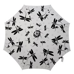 Black And White Dragonflies Hook Handle Umbrellas (medium) by Valentinaart