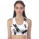 Black and white dragonflies Sports Bra View1