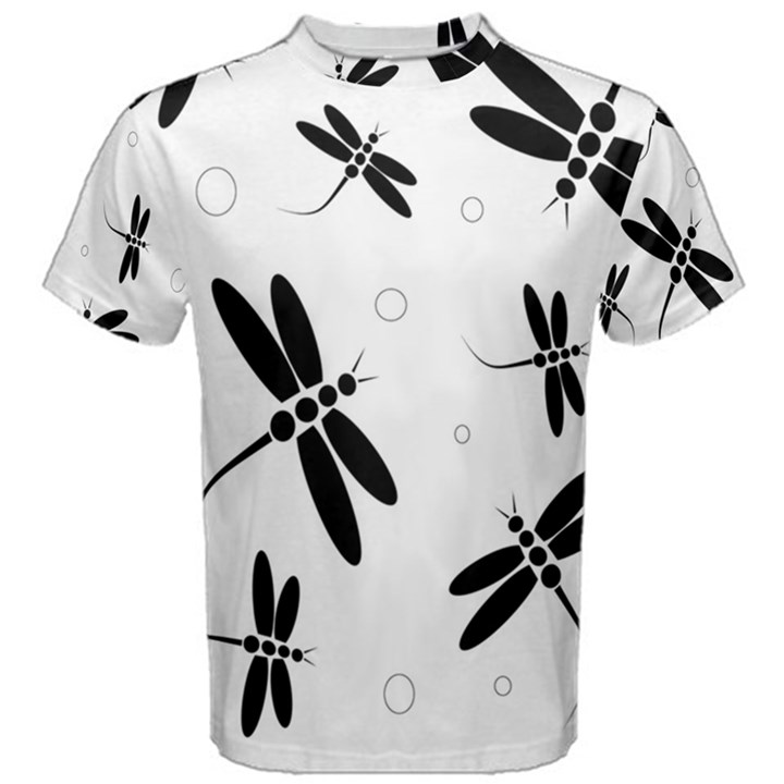 Black and white dragonflies Men s Cotton Tee