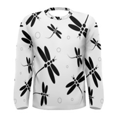 Black And White Dragonflies Men s Long Sleeve Tee by Valentinaart