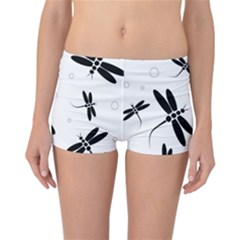 Black And White Dragonflies Reversible Boyleg Bikini Bottoms