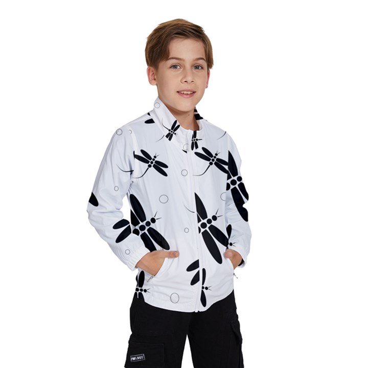 Black and white dragonflies Wind Breaker (Kids)