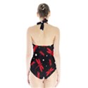 Red, black and white dragonflies Halter Swimsuit View2