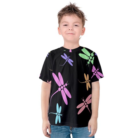 Pastel Dragonflies Kid s Cotton Tee by Valentinaart