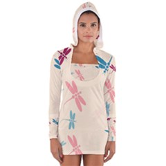 Pastel Dragonflies  Women s Long Sleeve Hooded T-shirt by Valentinaart