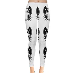 Black And White Fireflies Patten Leggings  by Valentinaart