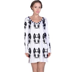 Black And White Fireflies Patten Long Sleeve Nightdress