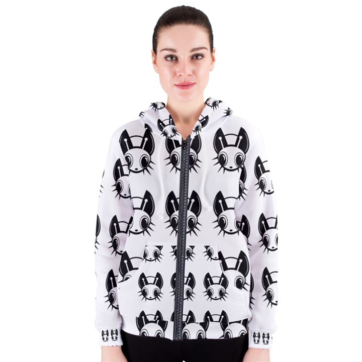 Black and white fireflies patten Women s Zipper Hoodie