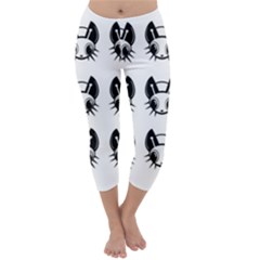 Black And White Fireflies Patten Capri Winter Leggings  by Valentinaart