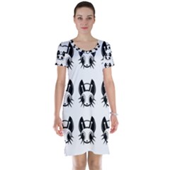 Black And White Fireflies Patten Short Sleeve Nightdress