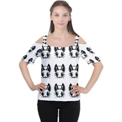 Black And White Fireflies Patten Women s Cutout Shoulder Tee