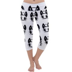 Black And White Fireflies Patten Capri Yoga Leggings by Valentinaart