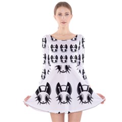 Black And White Fireflies Patten Long Sleeve Velvet Skater Dress