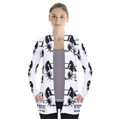 Black And White Fireflies Patten Women s Open Front Pockets Cardigan(p194) by Valentinaart