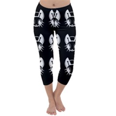 White And Black Fireflies  Capri Winter Leggings 