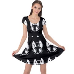 White And Black Fireflies  Cap Sleeve Dresses