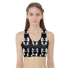 White And Black Fireflies  Sports Bra With Border