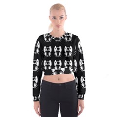 White And Black Fireflies  Women s Cropped Sweatshirt