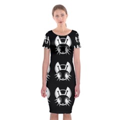 White And Black Fireflies  Classic Short Sleeve Midi Dress by Valentinaart