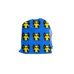 Yellow And Blue Firefies Drawstring Pouches (small)  by Valentinaart