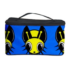 Yellow And Blue Firefies Cosmetic Storage Case by Valentinaart