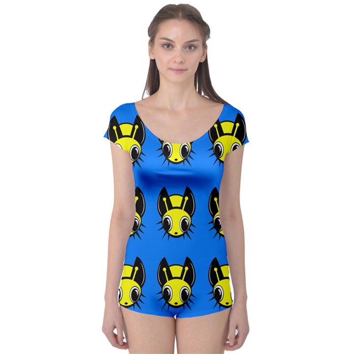 Yellow and blue firefies Boyleg Leotard 