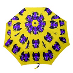 Blue And Yellow Fireflies Folding Umbrellas by Valentinaart