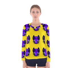 Blue And Yellow Fireflies Women s Long Sleeve Tee