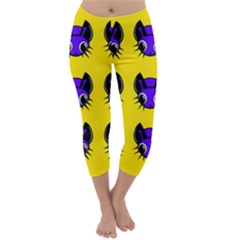 Blue And Yellow Fireflies Capri Winter Leggings 