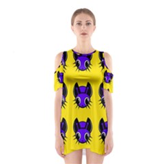 Blue And Yellow Fireflies Cutout Shoulder Dress by Valentinaart