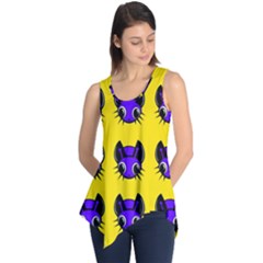 Blue And Yellow Fireflies Sleeveless Tunic by Valentinaart