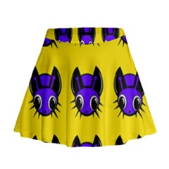 Blue And Yellow Fireflies Mini Flare Skirt